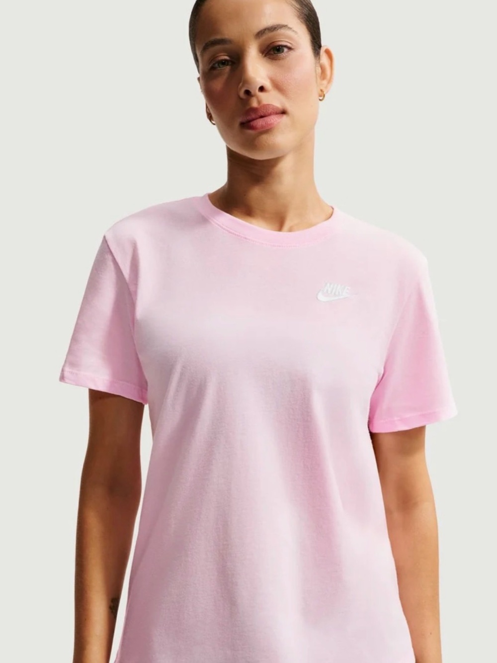 Nike Women’s Pastel Pink Crewneck Short Sleeve Tee with White Swoosh
